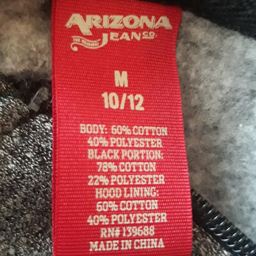 Arizona Jean Co. Boy's Gray Quilted Hoodie Sweatshirt - Size 10/12 Medium - Picture 3 of 9